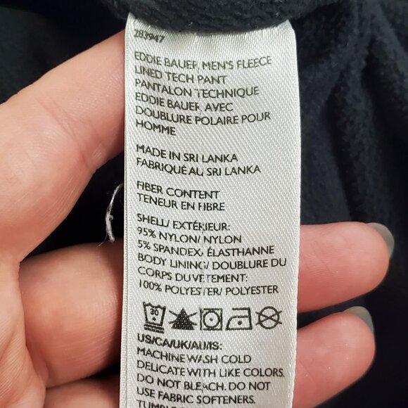 Eddie Bauer Men Fleece Lined Tech Pants Size 34X30 Black Utility Outdoors Hiking - Picture 5 of 11